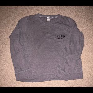 VS Pink Grey Crewneck with Pocket: size M & S